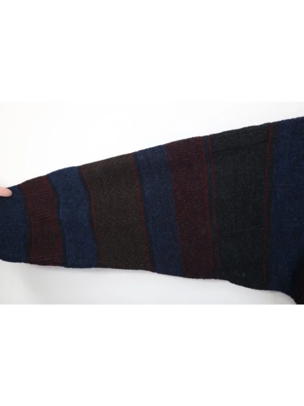 Vtg 90s Streetwear Mens XL Geometric Striped Wool Blend Knit Collared Sweater